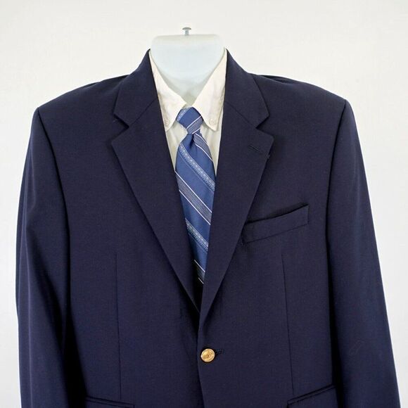 Chaps Ralph Lauren Blue Wool 2 Gold Button Blazer 40R Tagged 41R - Picture 1 of 14